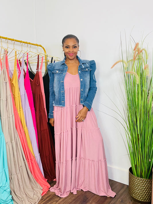Pretty with Puff Denim Jacket (Up to size 3X)