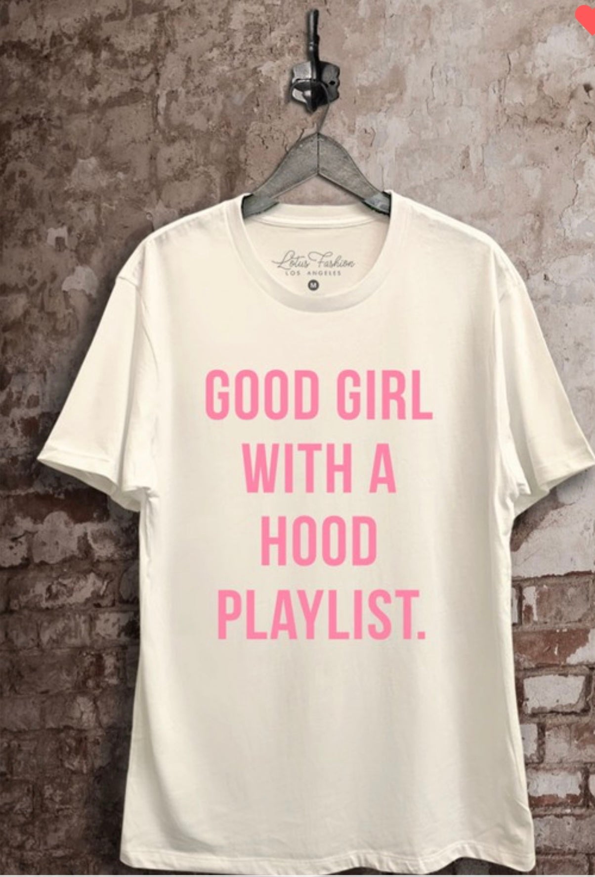 Pretty Good Girl with Hood Playlist T Shirt (Ivory)