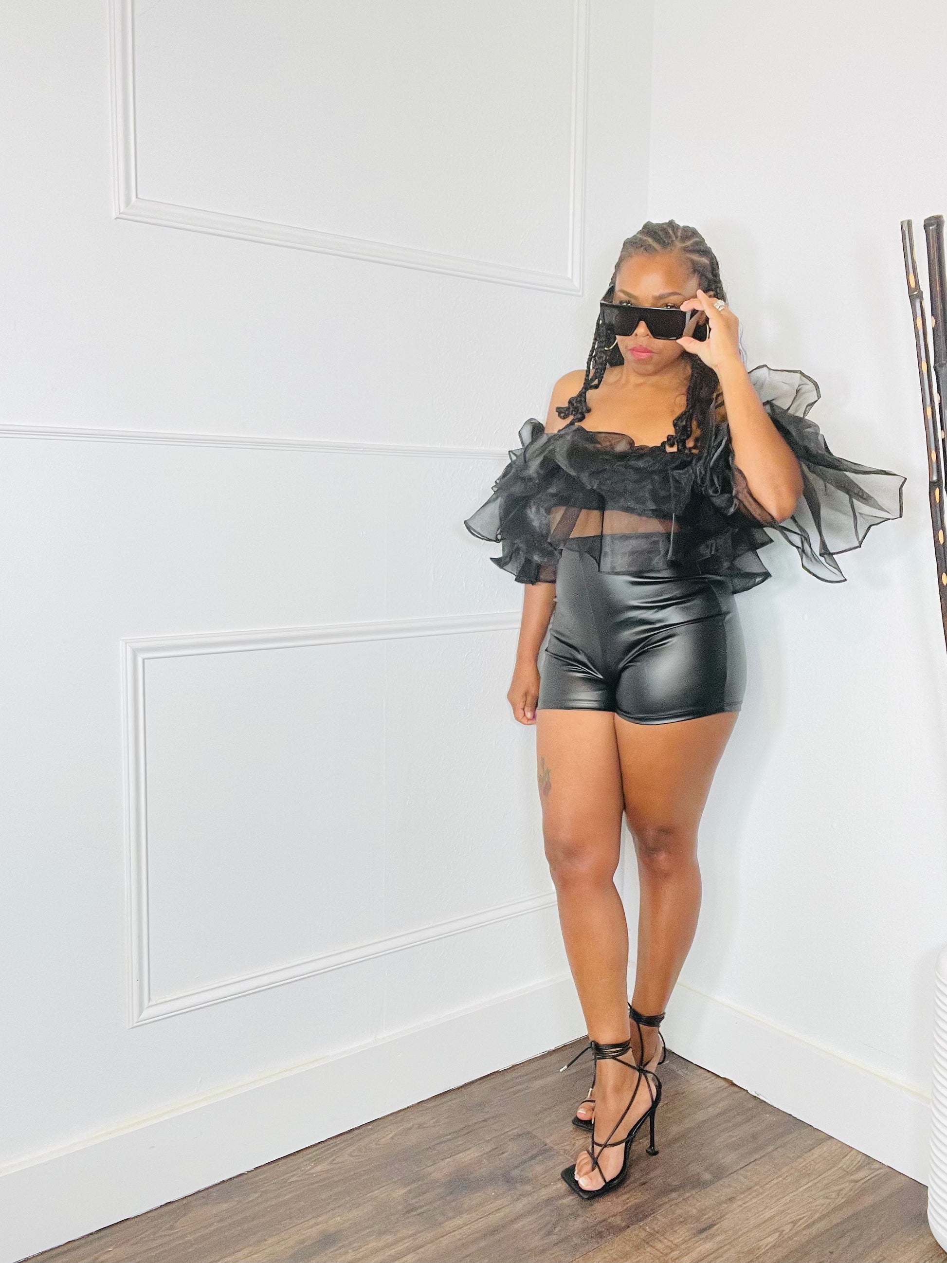 High waisted leather shorts deals