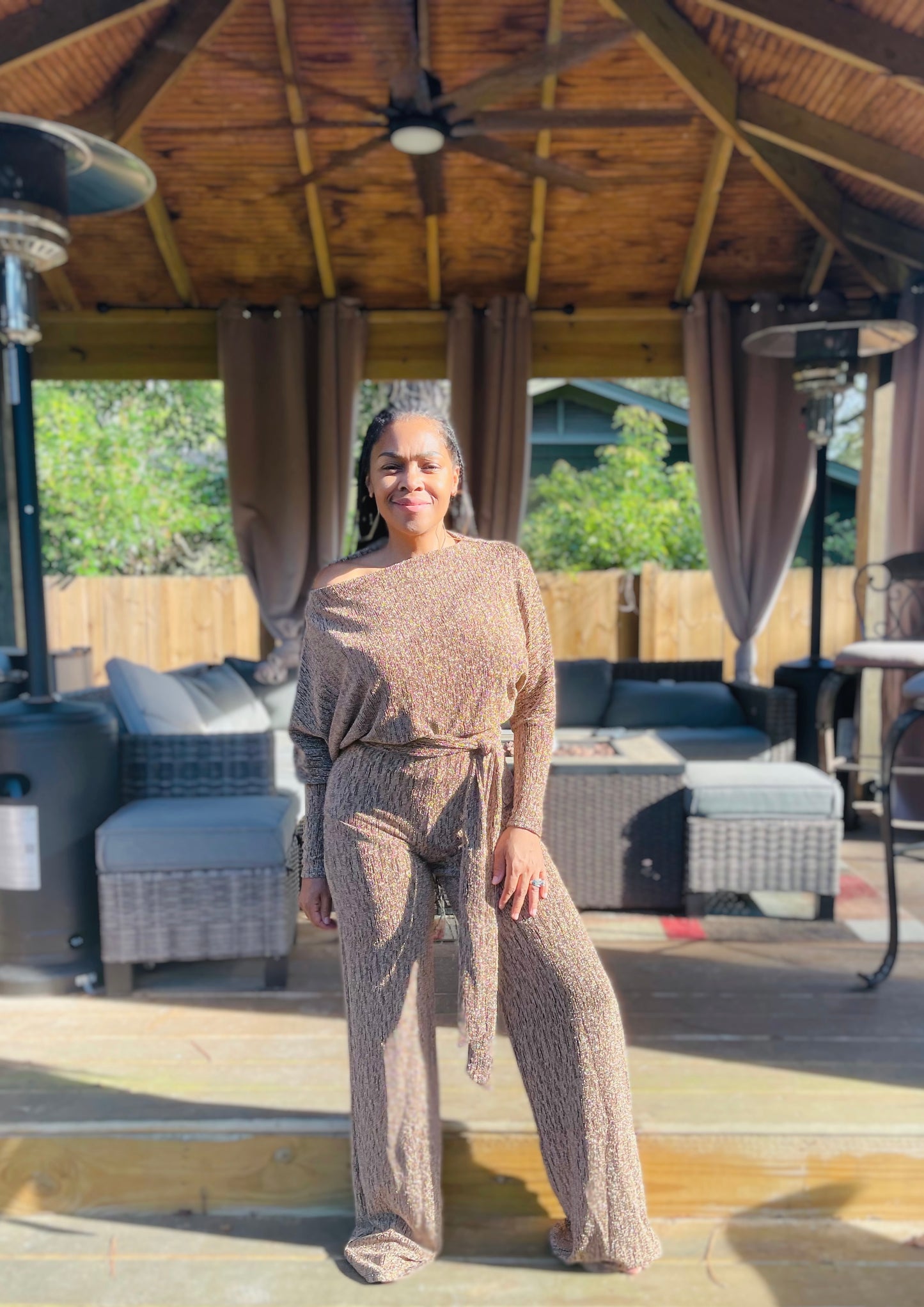 Pretty In Gold Shimmer Jumpsuit