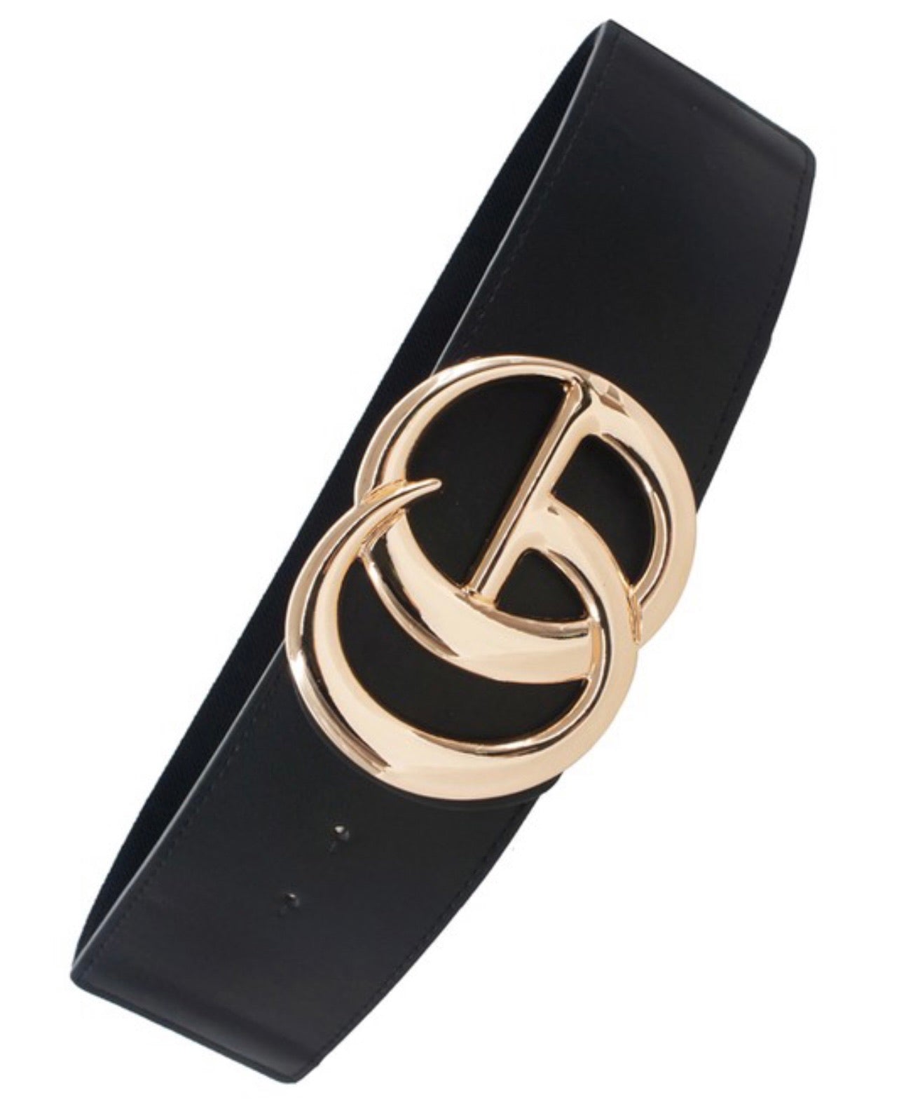Big Double letter Ring Buckle Elastic Belt (2 colors)